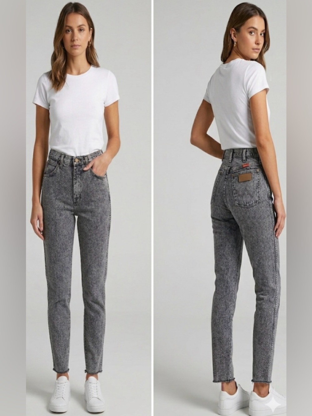 Vintage 80’s Wrangler High Waisted Zip Fly Black Acid Washed Jeans Size 9